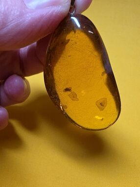 Genuine Baltic Amber Pendant Solid 14K Gold • 9.29gtw • UV Black Light Tested